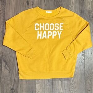 Grayson Threads Yellow Choose Happy Graphic Sweatshirt Women's Size Small